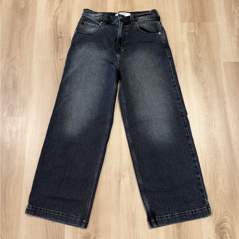 Hollister Mens/Womens Dark Gray Wide Leg Jeans